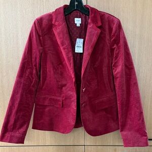 J CREW Red Blazer Velvet Schoolboy Jacket NWT Womens Size 4